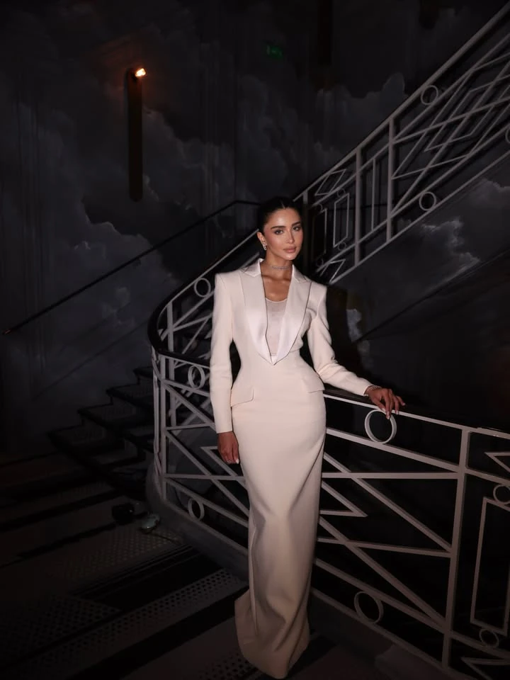 Rahaf Alharbi beside the staircase during the Messika High Jewelry show