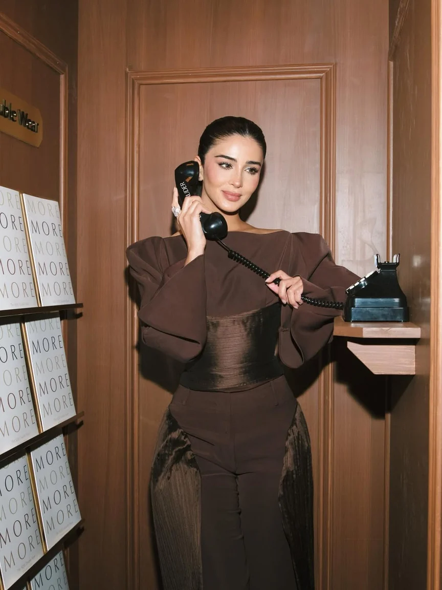 Rahaf at an Estée Lauder beauty counter